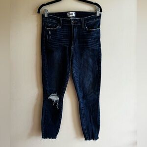 Paige Hoxton Crop Dark Blue Distressed Jeans